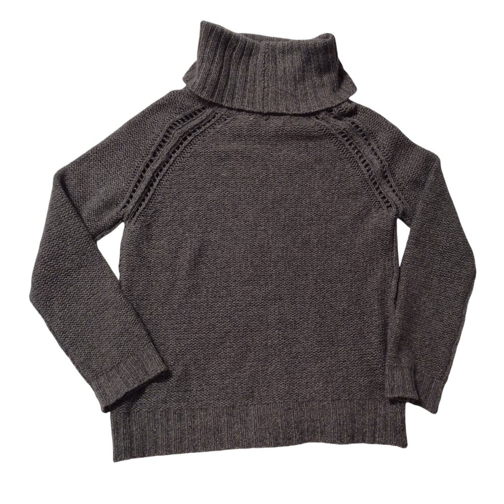 Inhabit 100% Cashmere Turtleneck Glitter Sweater Sz Small Gray GUC